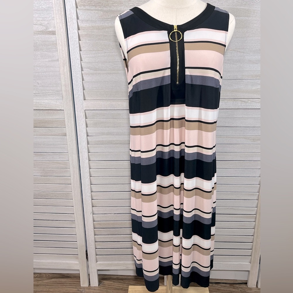 MSK Tank Dress Retro Stripe w Front Zip-12